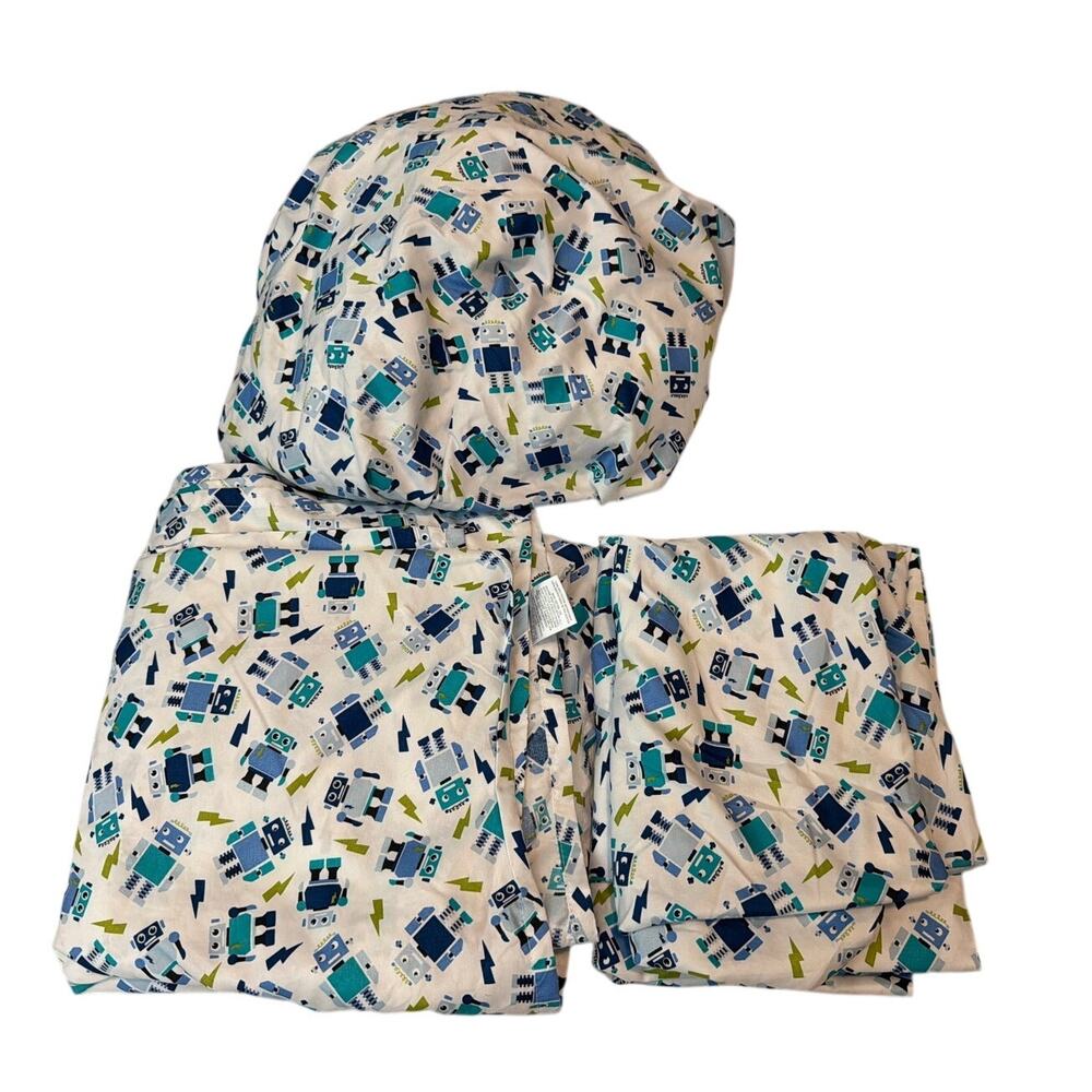 Your Zone Full Size Blue Robots Microfiber Sheet Set, Bed Sheets